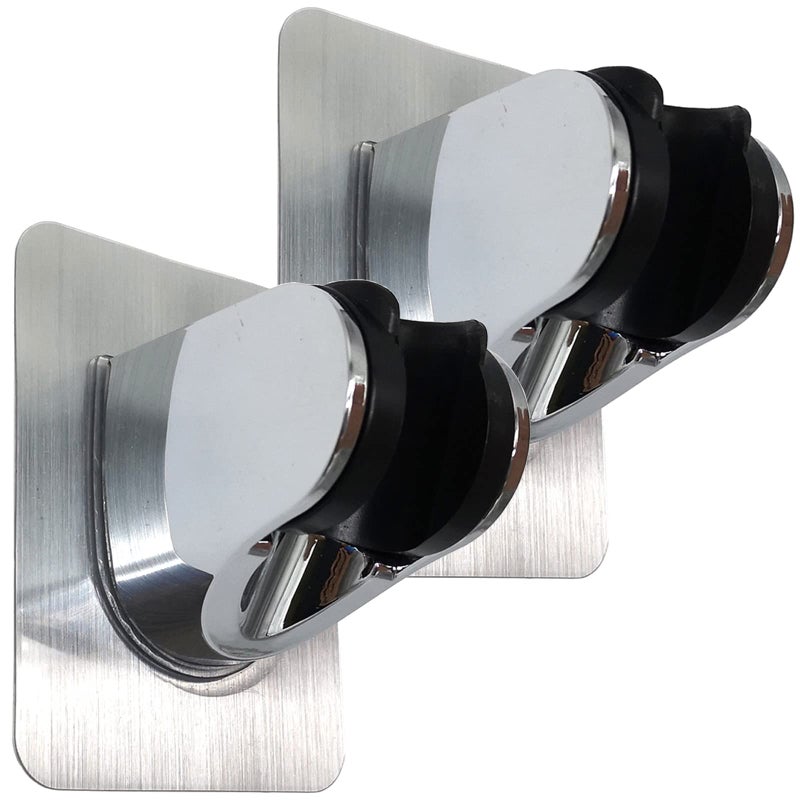 Lofekea Strong Adhesive and Waterproof Shower Head Holder, Adjustable Handheld Shower Holder Wall Mount Shower Bracket (Silver - 2 Pack) - Image 1